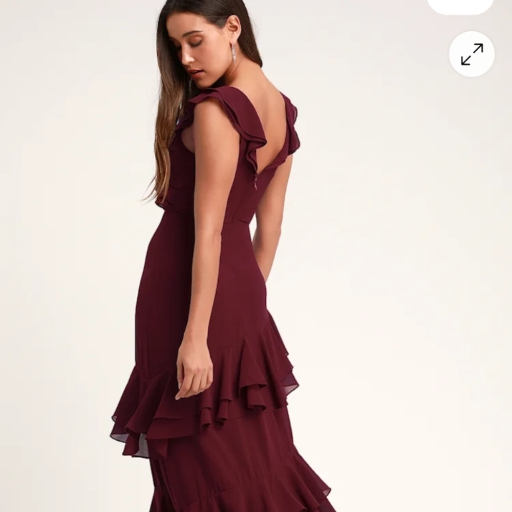 Elegant Burgundy Ruffle Dress